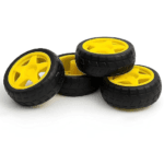 Durable Rubber Robot Tire, Yellow Wheel   For Bo Dc Motor (Pack of 4Pcs)